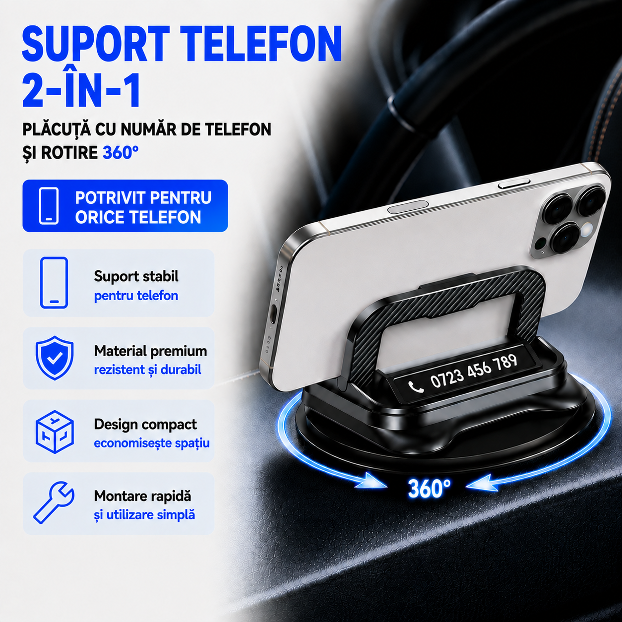 Suport auto rotativ 360°