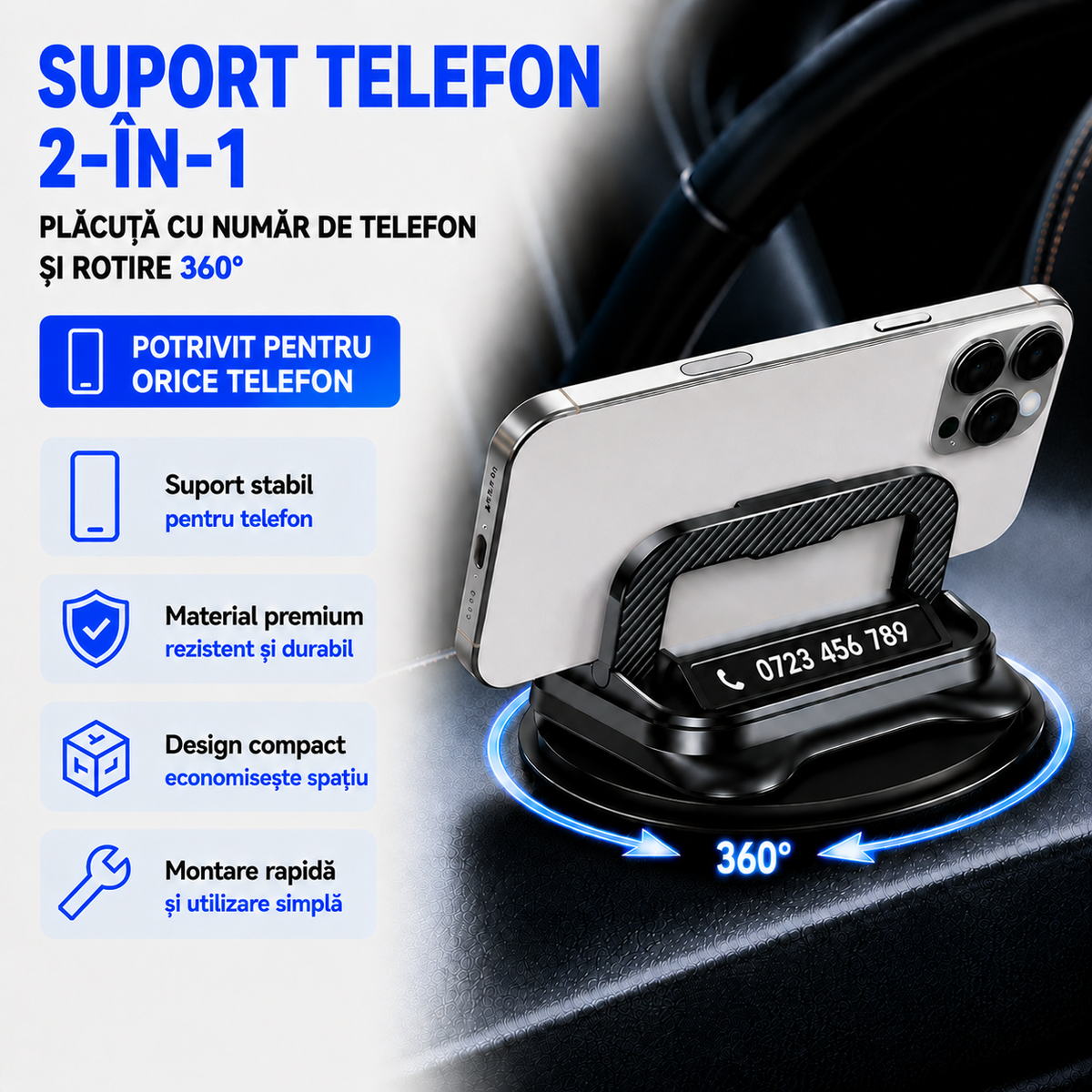 Suport auto rotativ 360°